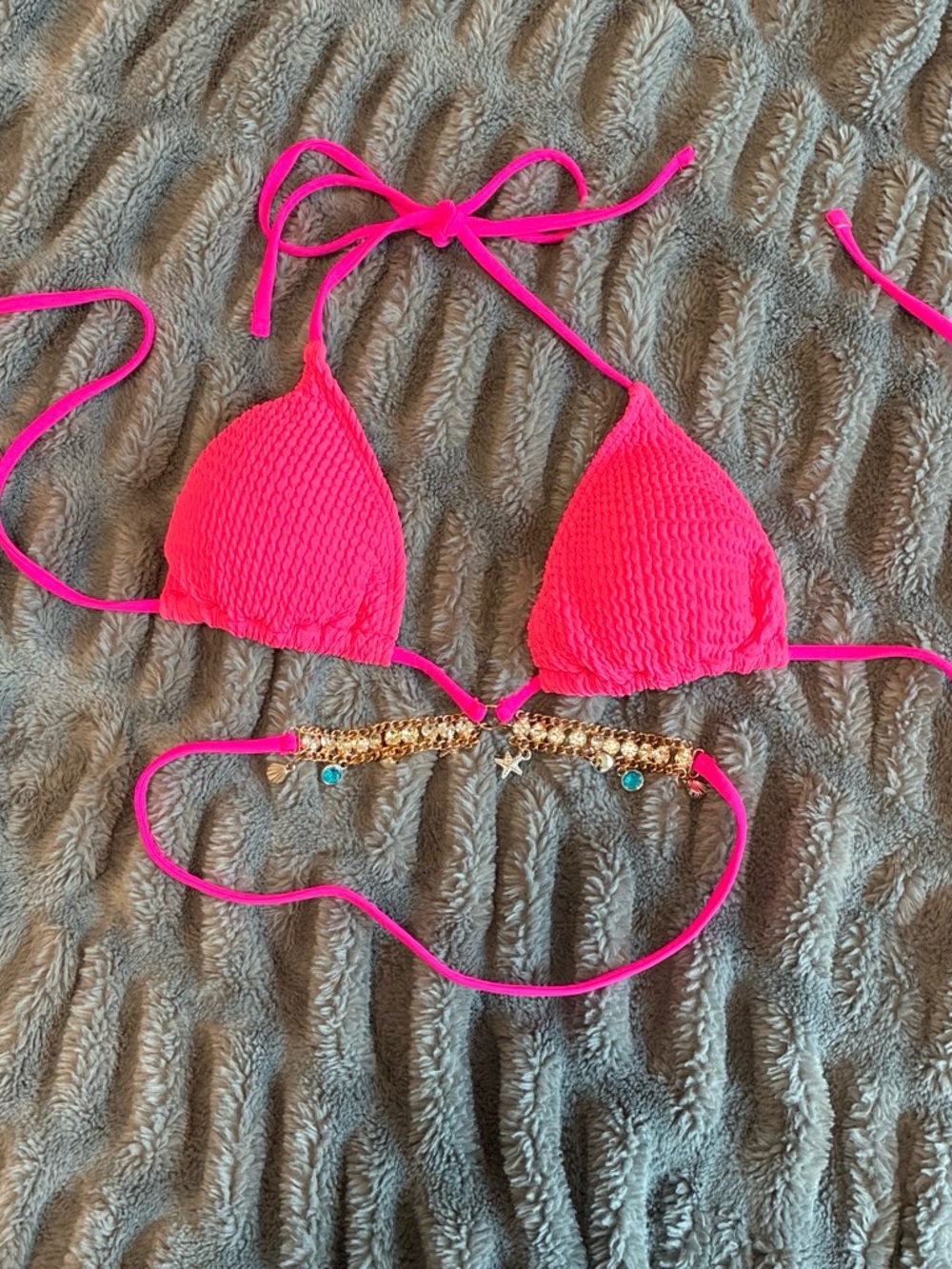 Brand New Hot Pink Triangle Bikini Top
